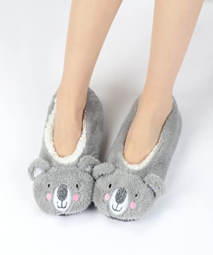Image of Keyela Women Fuzzy Animal Slipper Socks, Non Slip Indoor House Slippers | Soft fuzzy plush material, cute animal design with gripper sole for bedroom, lounge indoor daily wear