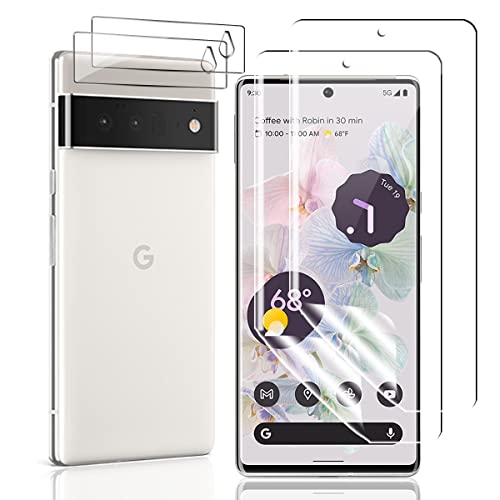 AnnhanT Protector Pantalla para Google Pixel 6 Pro, TPU Película protectora 2 Piezas y Protector de Lente de cámara 2 Piezas - [HD/Cobertura completa/Antiarañazos] para Google Pixel 6 Pro