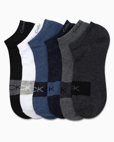 Image of Calvin Klein Mens No Show Socks - 6 Pack Soft Cotton Blend Cushioned Athletic Low Cut Socks for Men for Sports and Running