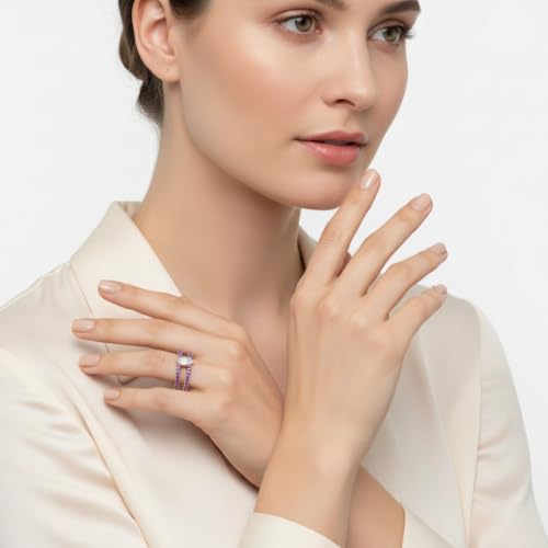Image of Choose Your Gemstone Marquise Bezel Set Diamond CZ Band Rose Gold Plated Marquise Shape Split Shank Engagement Ring Lightweight Office Wear Everyday Gift Jewelry US Size 4 to 12