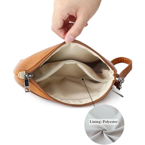 Image of Small Wristlet Wallets for Women, Zip Clutch Bag with Wristlet Pouch, 3-Zipper Original Design