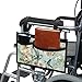 Goronwyfloyd Classic Bird and Flowers Wheelchair Side Bag with Cup Holder, Armrest Accessories for Wheelchair, Rollator, Walker Adjustable Straps and Zippered Pocket for Storage