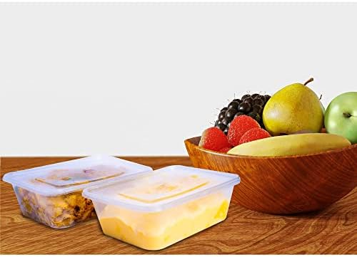Pack of 10 BPA FREE Microwave Plastic Food Containers with Lids | Meal Prep Takeaway Container with lids | Microwave, Freezer and Dishwasher Safe Durable - Clear (750ml)