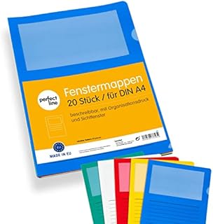 perfect line  20 teczek okiennych A4, przezroczyste koszulki otwarte z boku i u góry, przezroczyste folie do wkładania, bardzo mocne, odporne na dokumenty