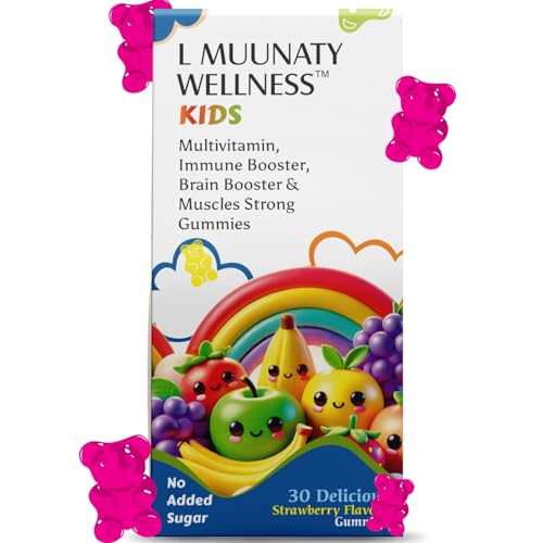 Image of Kids Multivitamin Gummies - Immune, Brain & Muscle Support with Veg Omega-3, Vitamin A, C, D2, E, Zinc Folic Acid & Iron - Strawberry Flavor, No Added Sugar, Gluten-Free, Soy-Free - 30 Count Gummmies For Kids (2+Years)