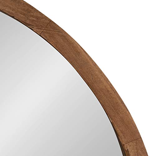 Kate and Laurel Hutton Round Decorative Modern Wood Frame Wall Mirror, 22 Inch Diameter, Natural Rustic - Image 3