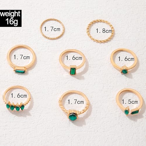 Boho Cubic Zirconia Stackable Rings for Women Dainty Crystal Knuckle Ring Set 8Pcs Vintage Gold Silver Statement Wedding Engagement Rings Pack4