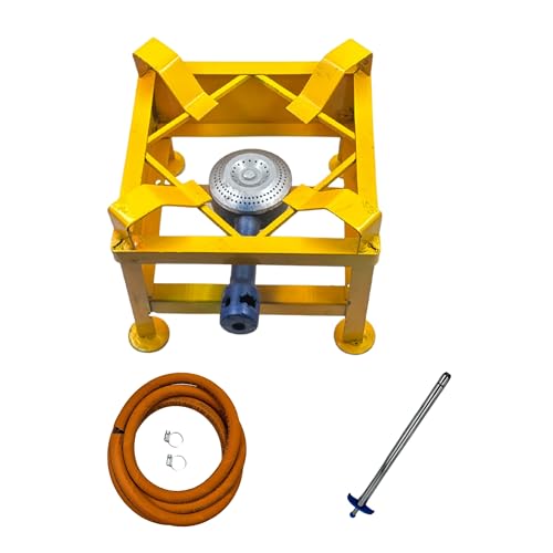 Image of Amaru Single Burner Iron Square Chulha Canteen Bhatti Commercial Gas Stove -Multi Colour, Manual (Small-10Wx10Lx8H)