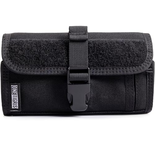 OneTigris Horizontale Gürteltasche Handy Molle-Tasche EDC Pouch mit Reißverschlusstasche Mobile Phone Waist Bag für iPhone 17 16 Pro15 Pro Max,14 13 12 11 Pro Max Nylon Handy Tasche-Schwarz