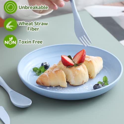 Mfacoy 6 Pack Unbreakable Dinner Plates, 6.9 Inch Wheat Straw Plates, Reusable Deep Plastic Plates, Lightweight Salad Plates For Camping/Kitchen, Dishwasher & Microwave Safe, Kids-Toddler & Adult thumb #1