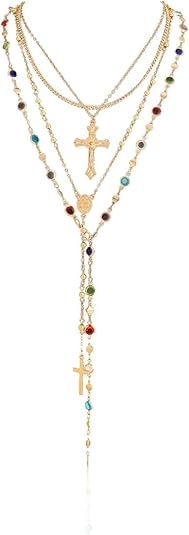 Gold Color Cross Pendant Necklace Set for Women