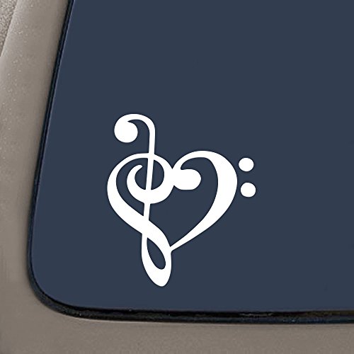 NI167 Heart Music Note Bumper Sticker Decal Car Window | 4" X 4.5"