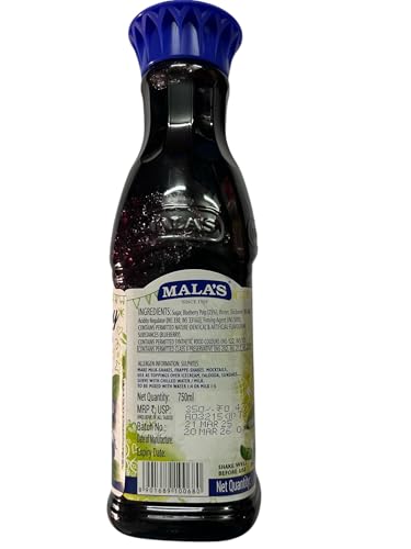 Image of Mala's, Blue Berry Crush, 750 millilitre (Pack of 3)