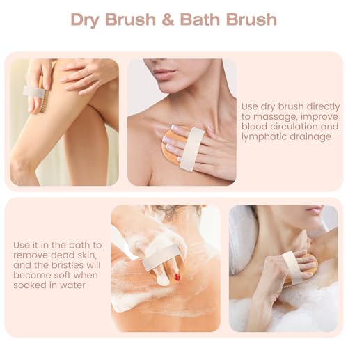 Blendura Trockenbürste Körperbürste Dry Brush Natürliche Borsten Badebürste zum Entfernen abgestorbener Haut, Peeling Bürste