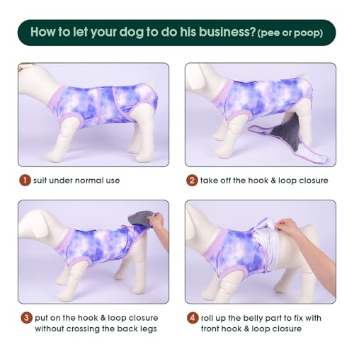Kuoser Recovery Suit for Dogs, Adjustable Female Spay Dog Surgery Suit, Pet Surgical Shirt Male Neuter Anti Licking Abdominal Wounds Puppy Onesie Bodysuit, Alternative to Doggie Cone After Surgery