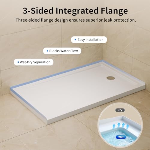 Image of DeerValley 60 inchL X 36 inchW Right Drain Shower Base in White