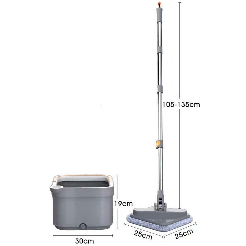 Spin Mop und Eimer-Set, 360-Grad-Drehmopp mit 53-Zoll-Edelstahl-Langstiel für die Bodenreinigung, Vielseitige Mopps mit 5 Mikrofaser-Mopps