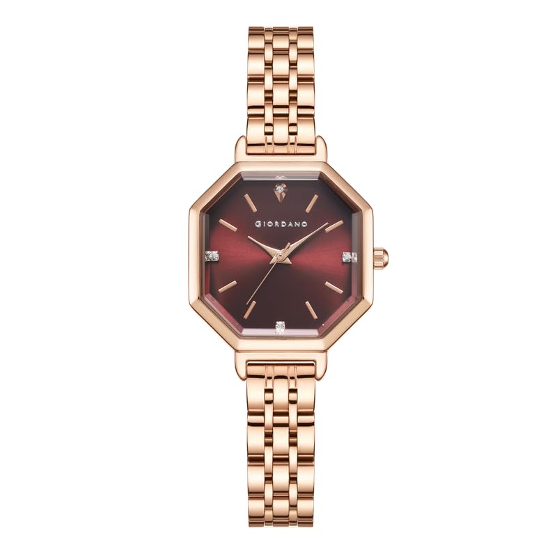 Analog Watch for Women – Classic Octagonal Gloss Finish Dial with Rose Gold Stainless Steel Strap-image-40