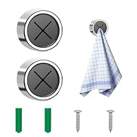 2PCS Tea Towel Holders - Self-Adhesive Round Towel Hooks - Push In Towel Grippers - No Drilling Wall Hangers for Kitchen Bathroom Shower Home Use