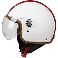 ZLYJ Cascos Retro De Motocicleta con Gafas, Cara Abierta 3/4 Casco De Cuero Oldtimer Jet Casco Estilo Alemán Scooter Cruiser Chopper Casco Anticolisión Certificado ECE D,M(55-57cm)