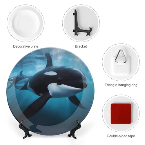 Plato decorativo de porcelana Bone China con soporte 7 in miniatura 3