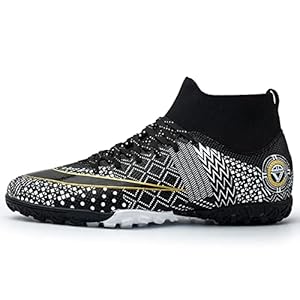 Voetbalschoenen voor Kinderen,Hoge Top Vetersluiting Antislip TF Voetbalschoenen Jongens,Comfortabel Ademend Jeugd Schoenplaatjes Mannen Voetbalschoenen,Atletiek (Color :