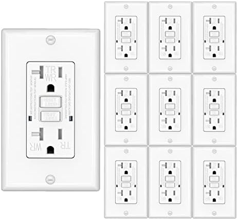 OMEENET 20 Amp GFCI Outlet, Tamper Resistant, Weather Resistant, Self Test GFI Receptacle, 20A Ground Fault Circuit Interrupter Outlet for Indoor or Outdoor Use, UL Listed, White(10 Pack)