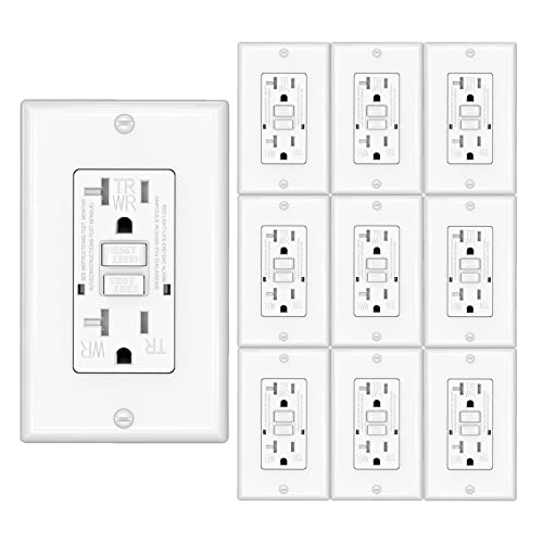 Omeenet 20 Amp Gfci Outlet, Tamper Resistant, Weather Resistant, Self Test Gfi Receptacle, 20A Ground Fault Circuit Interrupter Outlet For Indoor Or Outdoor Use, Ul Listed, White(10 Pack) #TOP28