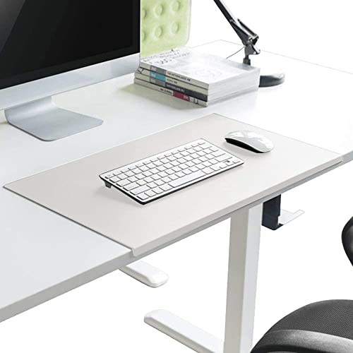 Protector de Escritorio, Alfombrilla Grande para Juegos con Borde de fijación, Antideslizante, Impermeable, de Cuero Suave, para el hogar y la Oficina, 90 x 50 cm, Color Blanco
