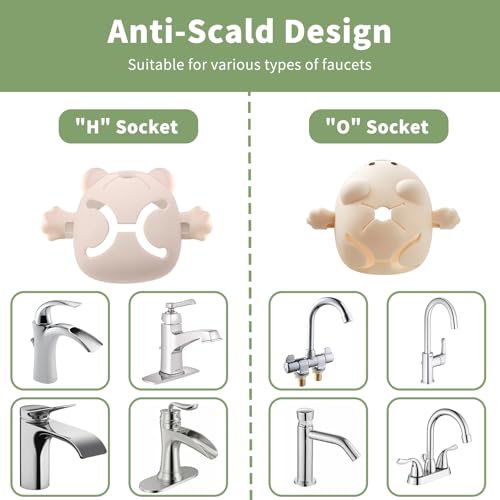 Image of Silicone Animal Faucet Extender for Kids, Bathroom Sink, Kitchen, Bathtub Extension, 4.7x2.8 inches (Green, Bear)