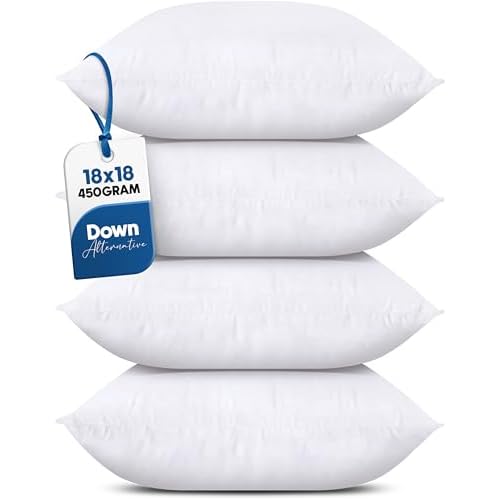 Utopia Bedding Throw Pillows (Set of 4, White), 18 x 18 Inches Pillows for Sofa, Bed and Couch Decorative Stuffer Pillow