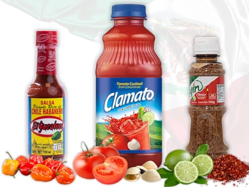 Pack Michelada OsoRetail | Clamato Original 950ml + Tajín Clásico 142g + Salsa Picante El Yucateco Rojo 120ml | Kit Completo para Micheladas Caseras