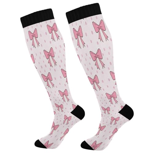 CZXW 1 Pair Retro Bows Compression Socks 20-30mmHg Knee High Women Socks Tube Athletic Stockings for Men Sport Soccer Running Cycling Medical Nurse Winter Travel