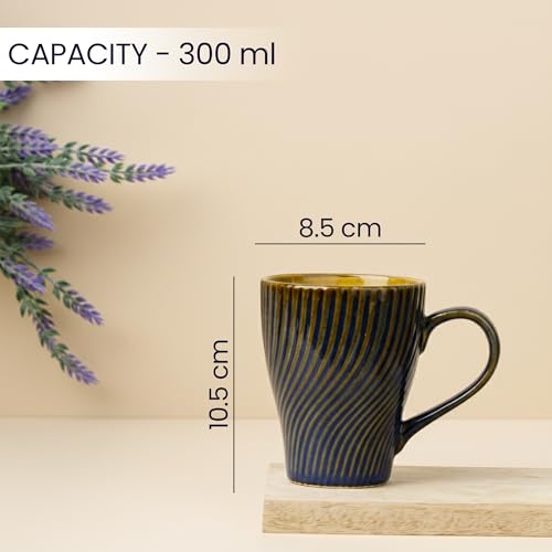Image of The Earth Store Blue Fusion Wave Coffee Mug - 300ML Ceramic Coffee Mugs Set of 2 | Microwave & Dishwasher Safe Mugs for Gift | Home | Office | Restaurant | Daily Use Tea Mug