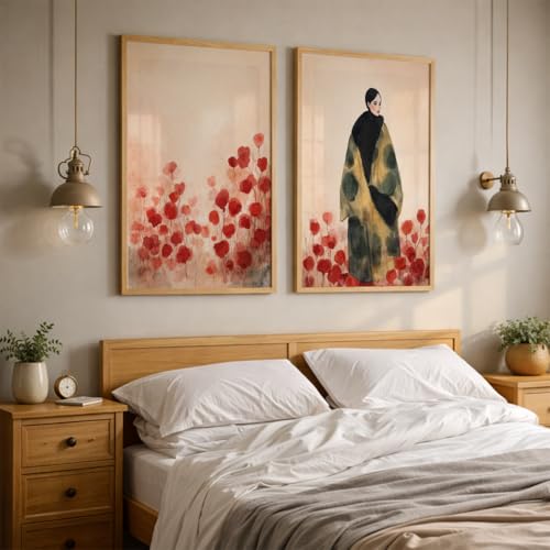 Image of TheMakerly Modern Art Wall Painting Set of 2 for Living Room | Premium HD Printed Wall Frames for Bedroom, Office & Home Decor | Minimalist Contemporary Wall Art (Ready to Hang) (M.3, 10x13 inches)
