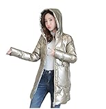 Veste d'hiver pour femme - Manteau long à capuche - Parka rembourrée en coton - Chaud - Imperméable - Pour l'extérieur - Pour la neige, doré, XL