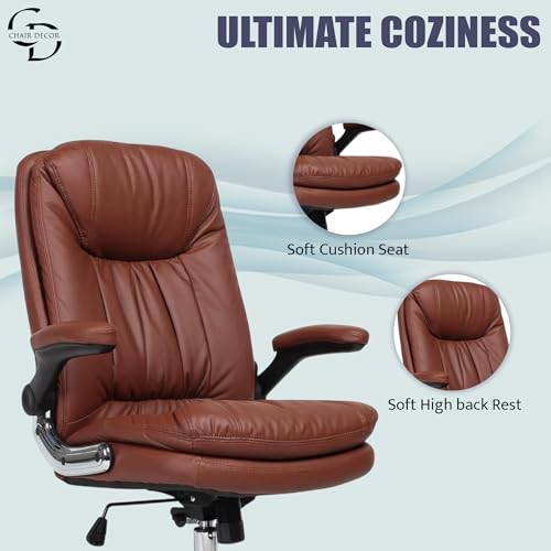 Image of ERGOLUX Premium Office Chair | Ergonomic High Back Boss Chair for Home Office, Home Office & Study | Height Adjustable Office Chair with Chrome Base | 1pc (Tan)