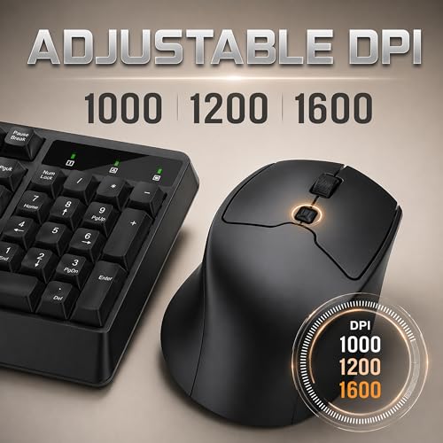 Image of Ant MASTER35 Wireless Keyboard and Mouse Combo, 2.4GHz Full Size 104 Keys with AI Shortcut Key, Ergonomic 6 Button Mouse with Adjustable DPI, Single USB Receiver, Plug & Play for PC Laptop Mac - Black