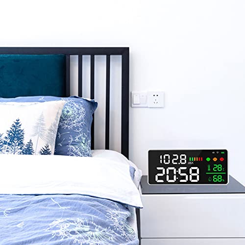 Medidor de Nivel de Sonido LED de 11 Pulgadas con Reloj de Humedad Temporal-2,4G WIFI Tuya APP Medidor de Decibelios para DB, Medidor de Nivel de Humedad Temporal, Medidor de