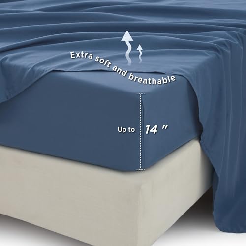 Image of Bedsure Floral Navy Comforter Set, King Bedding Sets, 7 Piece | Bed in a Bag, Comforters, Bedroom, Reversible, Fluffy, Whisper-Quiet, All-Season, Polyester, Easy Care, Botanical-Chic, OEKO