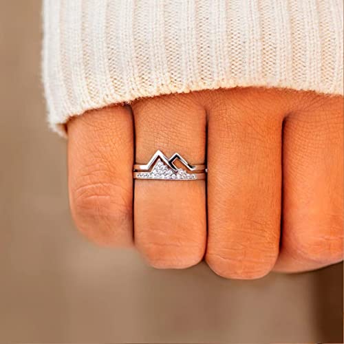 Rinhoo Friendship My Dearest Daughter Mountain Ring Pave Mountain Rings For Women And Girls White Gold Plated Faith Moves Mountains Inspirational Rings Gift To Daughter/Granddaughter（Silver Size 9） #TOP2
