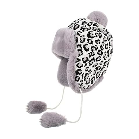 Volicph Damen Fliegermützen Wollmütze mit Ohrenklappen Strickmützen Gestrickt Pilotenmütze Russische mütze Winter Trapper Fellmütze Wintermütze Cover