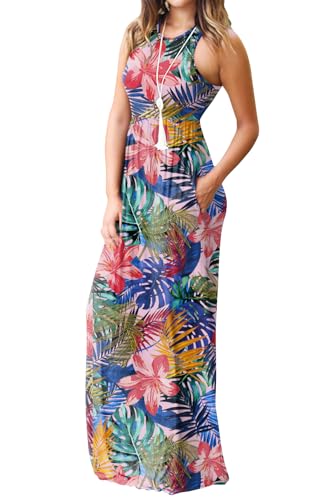 Image of DEARCASE Women's Sleeveless Summer Maxi Dress with Pockets,Beach,Vacation