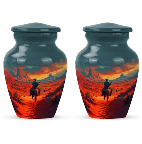 Image of Cowboy Urn- Small Urn for Human Ashes Keepsake - Urn for Ashes Adult Male - Urn for Ashes for Women - Cremation Keepsakes for Ashes - Size 3 Inch, Pack of 1
