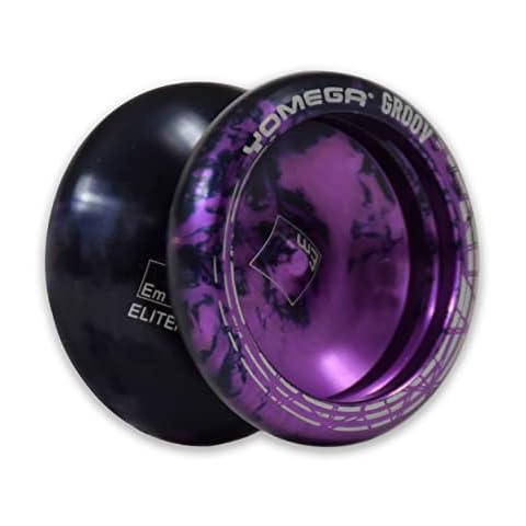 Yomega Groov – Pro Level Aluminum yoyo for Advance Players – Round Shaped, C Size Ball Bearing with Adjustable Responsive/Nonresponsive Play + 3 Month Warranty (Black and Purple) Cover
