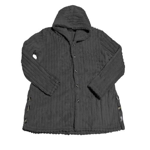 Women Winter Coats Hooded Button Down Coat Soft Casual Baggy Jacket Fuzzy Long Sleeve Loose Outerwear With Hood3
