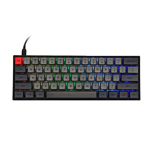EPOMAKER SKYLOONG SK61 61 Teclas 60% Teclado Mecânico Programável Programável com Fio para Jogos com RGB Retroiluminado, NKRO, Resistente à Água, Cabo Tipo-C para Win/Mac/Gaming (Gateron