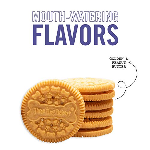 Three Dog Bakery Classic Cremes Baked Dog Treats, Golden With Peanut Butter Filling, 13 Oz,Brown,310077 #TOP2