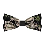 UTRSIFB Boy's Neck Daily Casual Bow Tie, Fashion Trend Classic Bow Tie, Great For Weddings, Groom, Gift Compatible with Marijuana Weed Cannabis Leaves Dead Skull Head Art