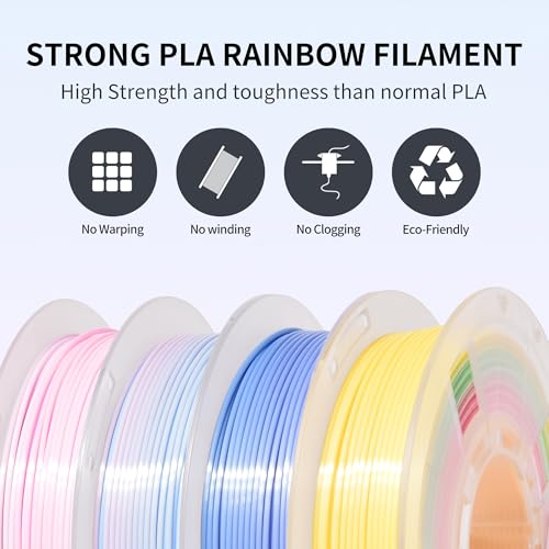 Image of RAMBERY Silk Rainbow PLA 3D Printer Filament Bundle Shiny Multicolored Filament 1.75mm Fast Color Change 3D Printing Filament for Most 3D Printer, 4 Spools 250g Each (2.2lbs)